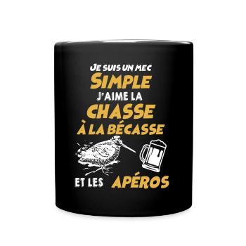 La Chasse la Bécasse Et L'Apéro Humour Chasseyr - Mug uni - noir - Devant