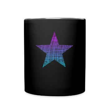 bunter Stern, colorful star - Tasse einfarbig - Schwarz - Vorne