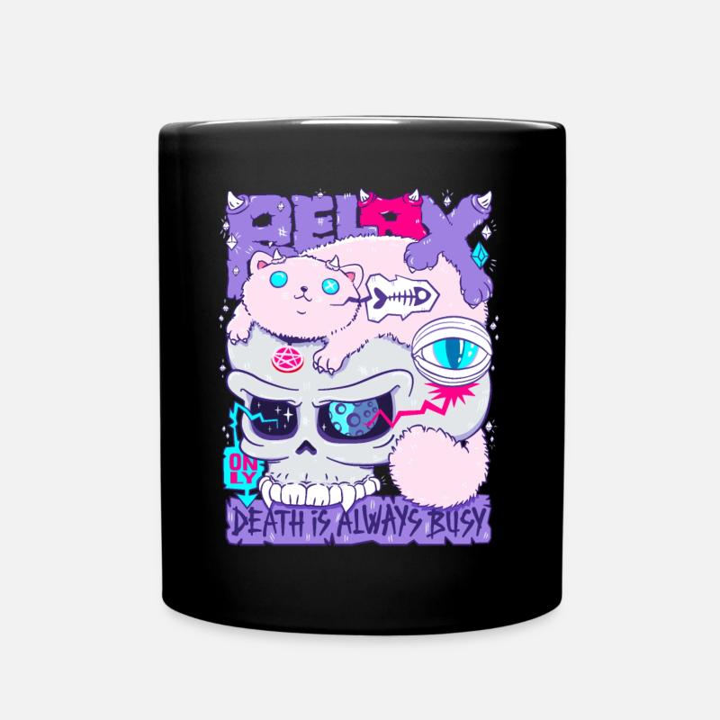 Relax only death is always busy - Full Colour Mug - black