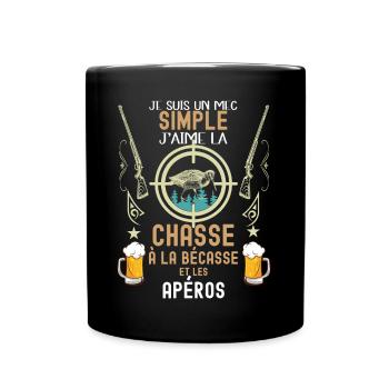 la bécasse du chasseur et l'apéro - Mug uni - noir - Devant