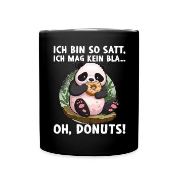 Süßer Panda Bambus Natur Donut Spruch - Tasse einfarbig - Schwarz - Vorne