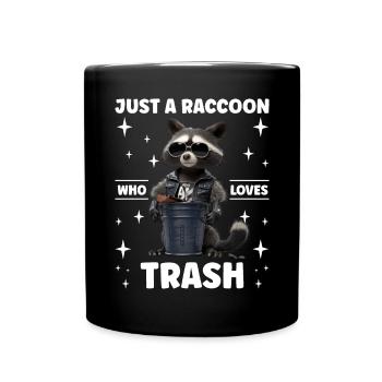 Mignon raton laveur Juste un raton laveur qui aime les déchets - Mug uni - noir - Devant