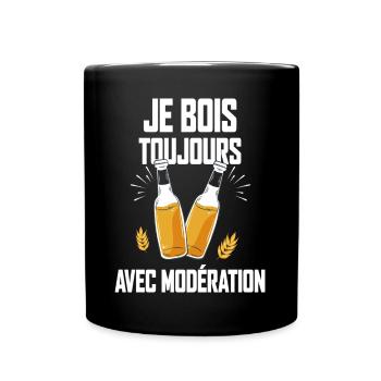 Je bois toujours avec modération - Mug uni - noir - Devant