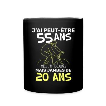 Anniversaire Homme Cycliste 55 ans Citation Vélo - Mug uni - noir - Devant