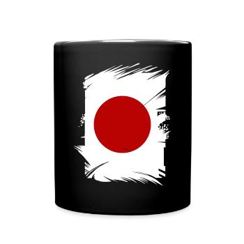 Japan Flag Used Look Nihon Japanese Flag - Full Colour Mug - black - Front