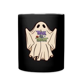 Cute Trick or Treat Ghost - Full Colour Mug - black - Front