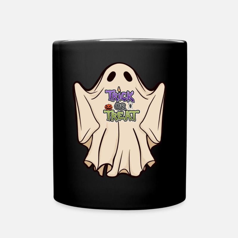 Cute Trick or Treat Ghost - Full Colour Mug - black