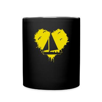 Segeln Herz Splash - Tasse einfarbig - Schwarz - Vorne