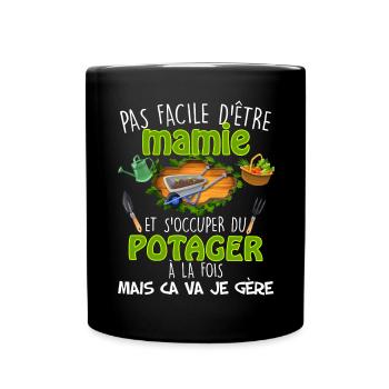 Mamie jardiniere Et Potager - Mug uni - noir - Devant