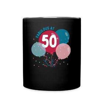 Fabelhaft mit 50 - Tasse einfarbig - Schwarz - Vorne
