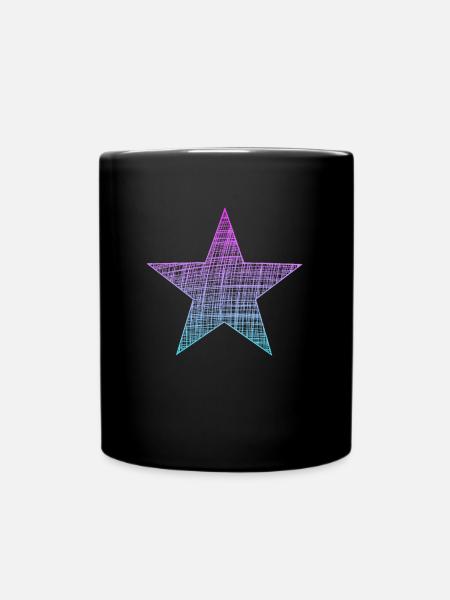Stern pink blau, star pink blue - Tasse einfarbig - Schwarz