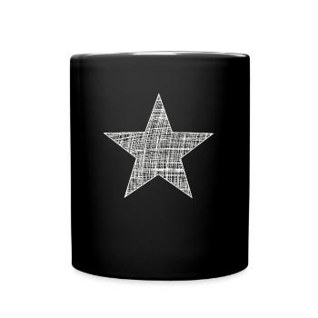 weißer Stern, white star - Tasse einfarbig - Schwarz - Vorne