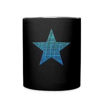 blauer stern, blue star - Tasse einfarbig - Schwarz - Vorne