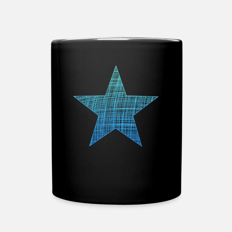 blauer stern, blue star - Tasse einfarbig - Schwarz