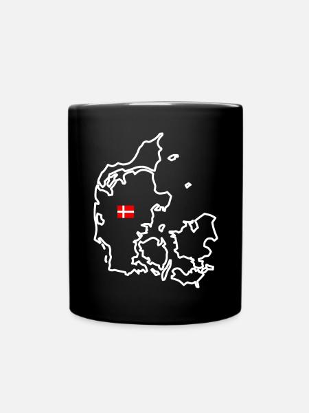 Dänemark - Kontur (weiß) - Tasse einfarbig - Schwarz