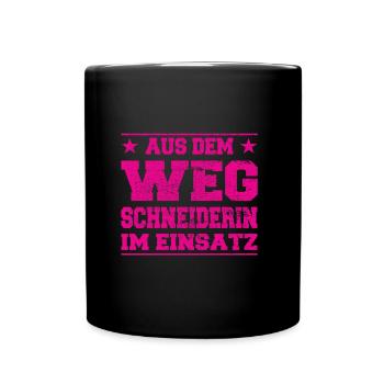 Out of the Way Seamstress in Action Design - Full Colour Mug - black - Front