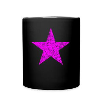 pinker Stern, pink star - Tasse einfarbig - Schwarz - Vorne
