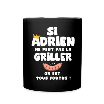 Adrien roi barbecue cadeau adrien fêtes - Mug uni - noir - Devant