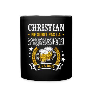 Christian bière Christian cadeau christian fête - Mug uni - noir - Devant