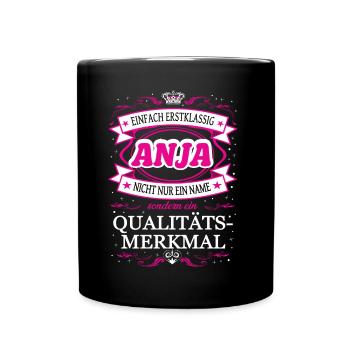 Caractéristique de qualité Anja tout simplement une tenue de première classe - Mug uni - noir - Devant