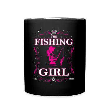 Le design de la fille de pêche - Tenue pour le pêcheur - Mug uni - noir - Devant