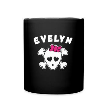 Piratin Evelyn Design für Mädchen und Frauen - Tasse einfarbig - Schwarz - Vorne