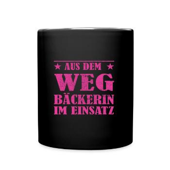 Out of the Way Baker in Action Design - Full Colour Mug - black - Front