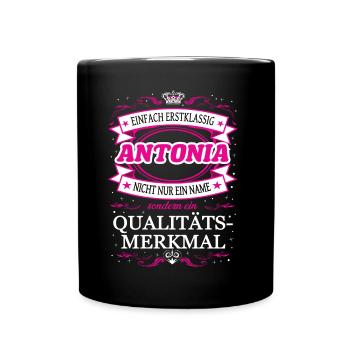 Qualitätsmerkmal Antonia einfach Erstklassig - Tasse einfarbig - Schwarz - Vorne