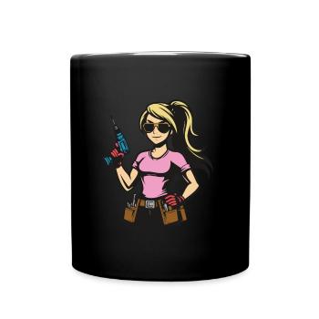 Blondine mit Händchen für Technik Design - Tasse einfarbig - Schwarz - Vorne