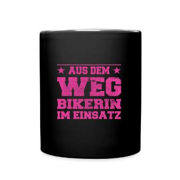 Biker à l’écart en action Design - Mug uni - noir - Devant