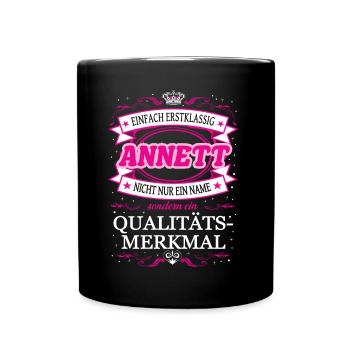Caractéristique de qualité Annett tout simplement une tenue de première classe - Mug uni - noir - Devant