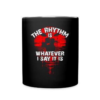 Drumset silhouette with reflection funny saying - Full Colour Mug - black - Front