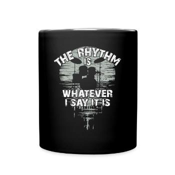 Drumset silhouette with reflection funny saying - Full Colour Mug - black - Front