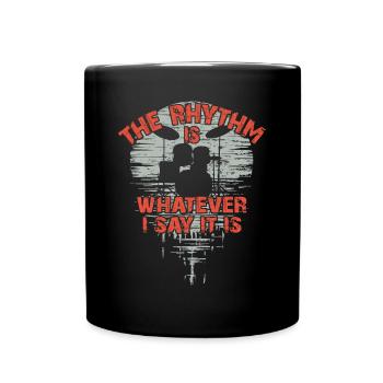 Drumset silhouette with reflection funny saying - Full Colour Mug - black - Front