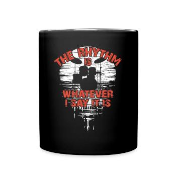 Drumset silhouette with reflection funny saying - Full Colour Mug - black - Front