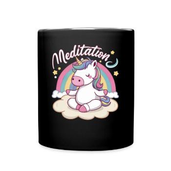 Méditation Kawaii Licorne Méditation - Mug uni - noir - Devant