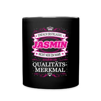 Qualitätsmerkmal Jasmin einfach Erstklassig - Tasse einfarbig - Schwarz - Vorne