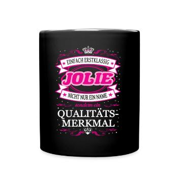 Qualitätsmerkmal Jolie einfach Erstklassig - Tasse einfarbig - Schwarz - Vorne