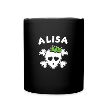 Piratin Alisa Design für Mädchen und Frauen - Tasse einfarbig - Schwarz - Vorne