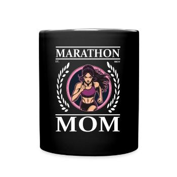 Marathon Mom – Mutter und 42,195 km purer Wille! - Tasse einfarbig - Schwarz - Vorne