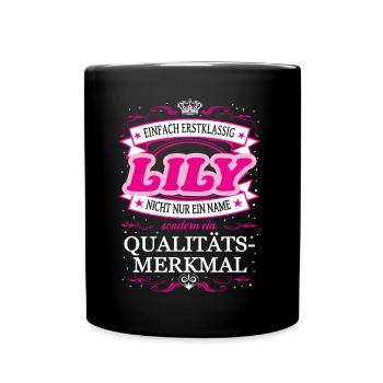 Qualitätsmerkmal Lily einfach Erstklassig - Tasse einfarbig - Schwarz - Vorne