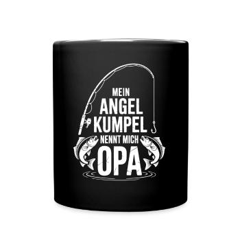 Opa und Enkel Angeln Angelbuddys. Geschenk für Opa - Tasse einfarbig - Schwarz - Vorne