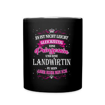 Landwirtin und Prinzessin - Tasse einfarbig - Schwarz - Vorne