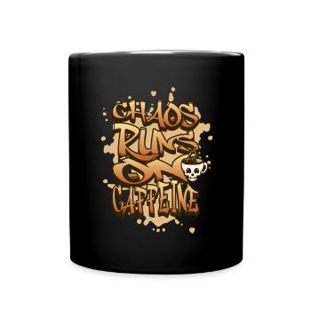 Chaos Runs on Caffeine - Caffeine Junkies Skull - Full Colour Mug - black - Front