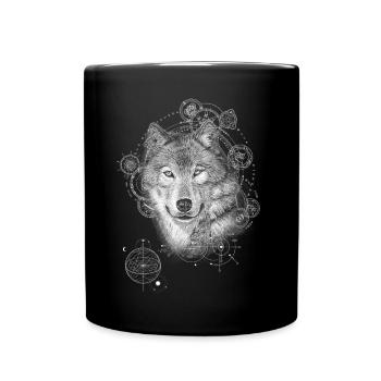 WOLF MYSTISCH NATUR GEIST SPIRITUALITÄT NATUR - Tasse einfarbig - Schwarz - Vorne