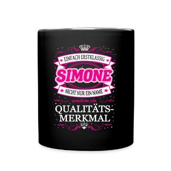 Qualitätsmerkmal Simone einfach Erstklassig - Tasse einfarbig - Schwarz - Vorne