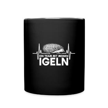 Igel Herzschlag Stacheltier - Tasse einfarbig - Schwarz - Vorne