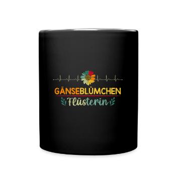 Gänseblümchen Flüsterin Herzschlag Maßliebchen - Tasse einfarbig - Schwarz - Vorne
