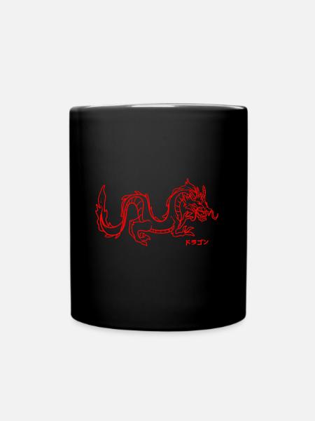 Japanische Ästhetik Roter Drache Gläubiger - Tasse einfarbig - Schwarz
