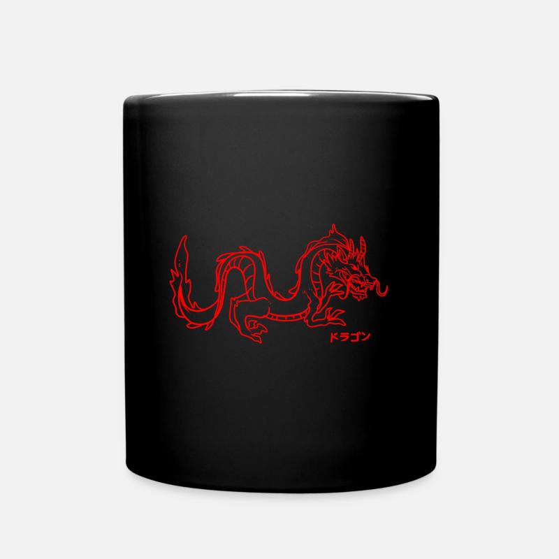 Japanische Ästhetik Roter Drache Gläubiger - Tasse einfarbig - Schwarz